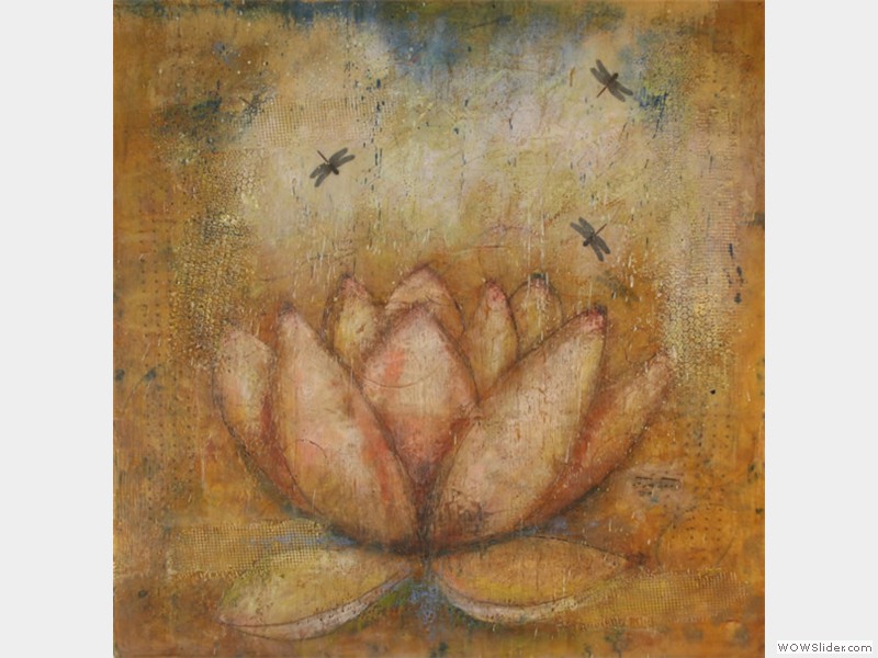 PINK LOTUS WITH DRAGONFLIES